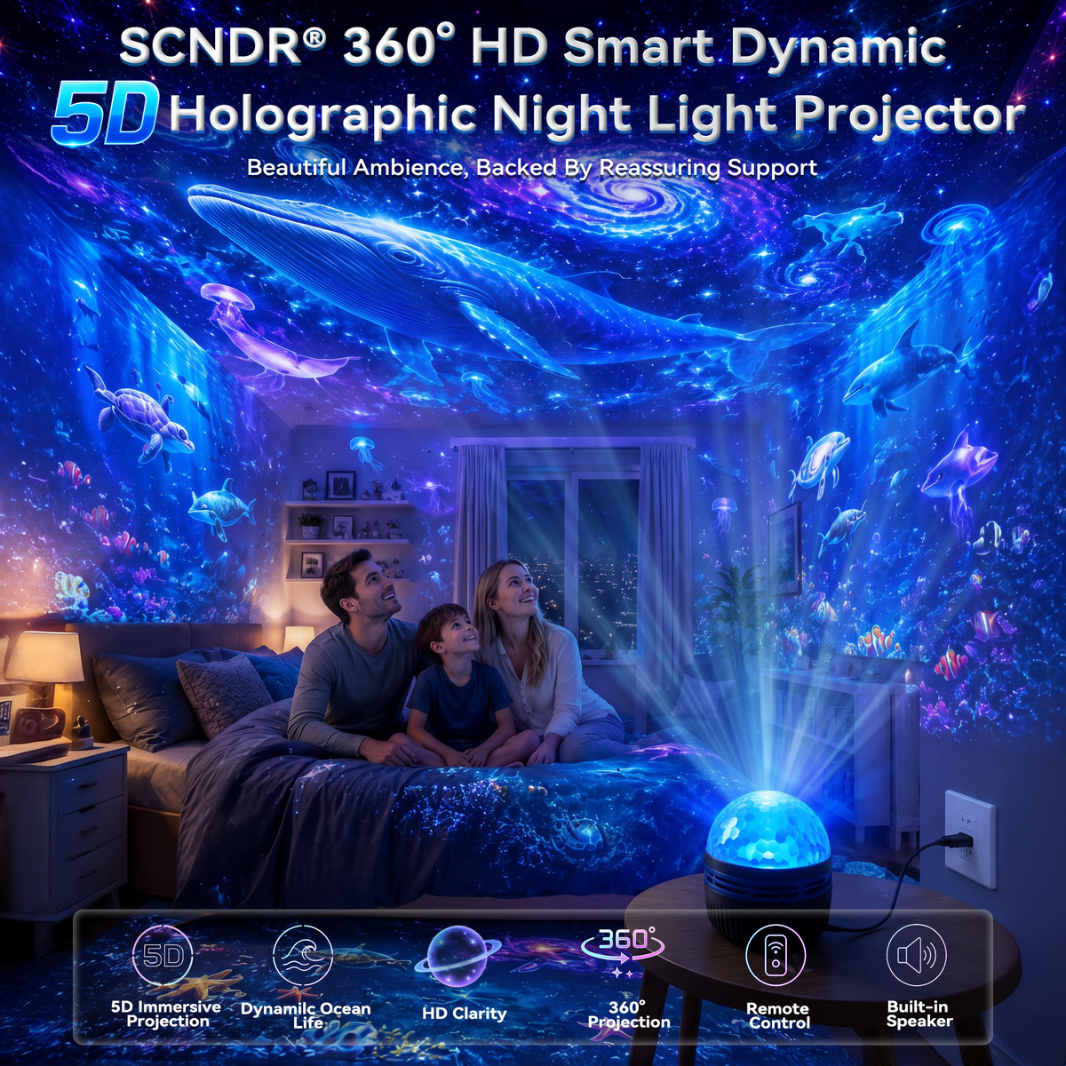 ⏳LAST DAY 49% OFF|🦖360° Smart Holographic Starry Sky Projector (HD Smart Dynamic 5D)