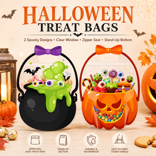 🎃30 Pcs Halloween Goodie Bags Plastic Candy Bag🎁