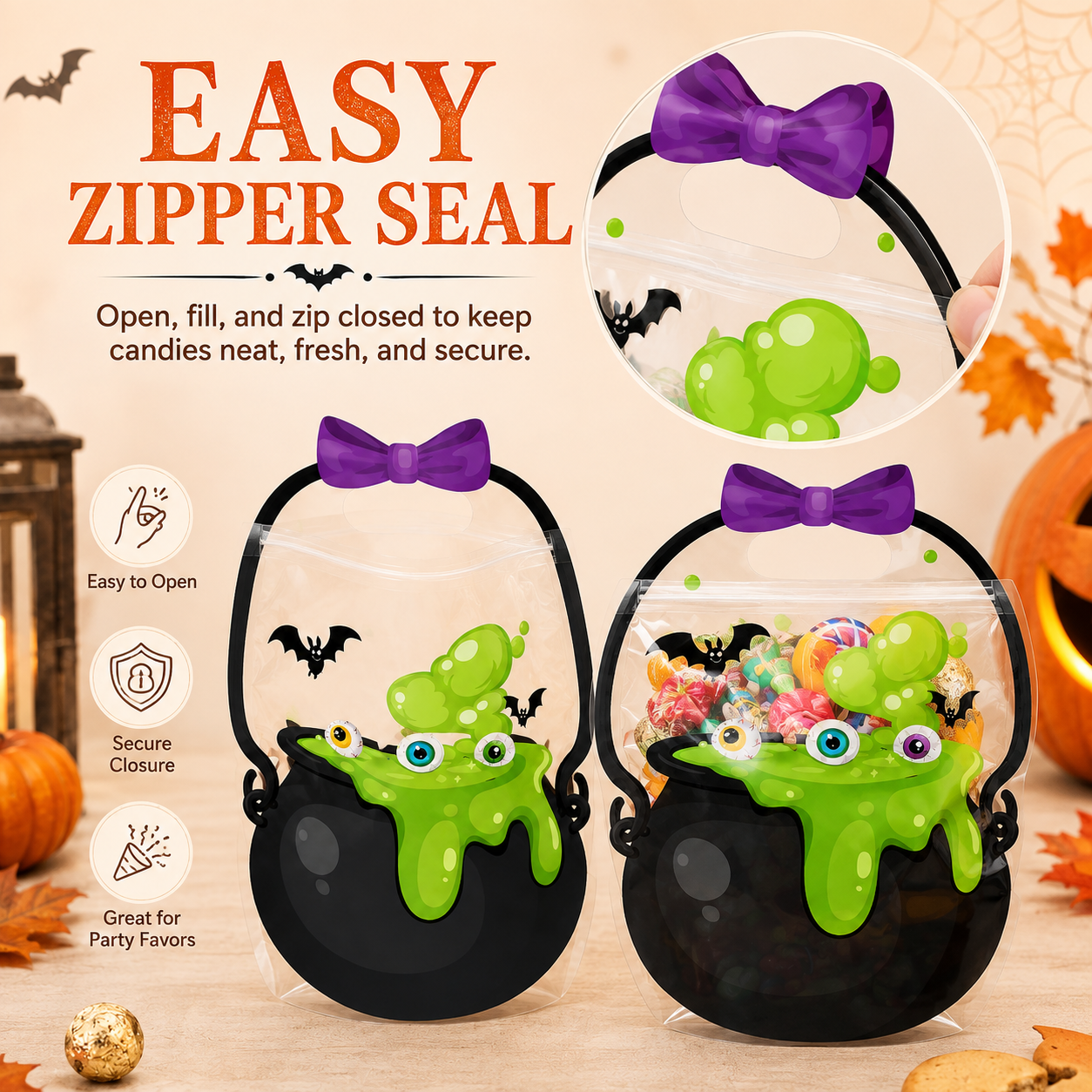 🎃30 Pcs Halloween Goodie Bags Plastic Candy Bag🎁