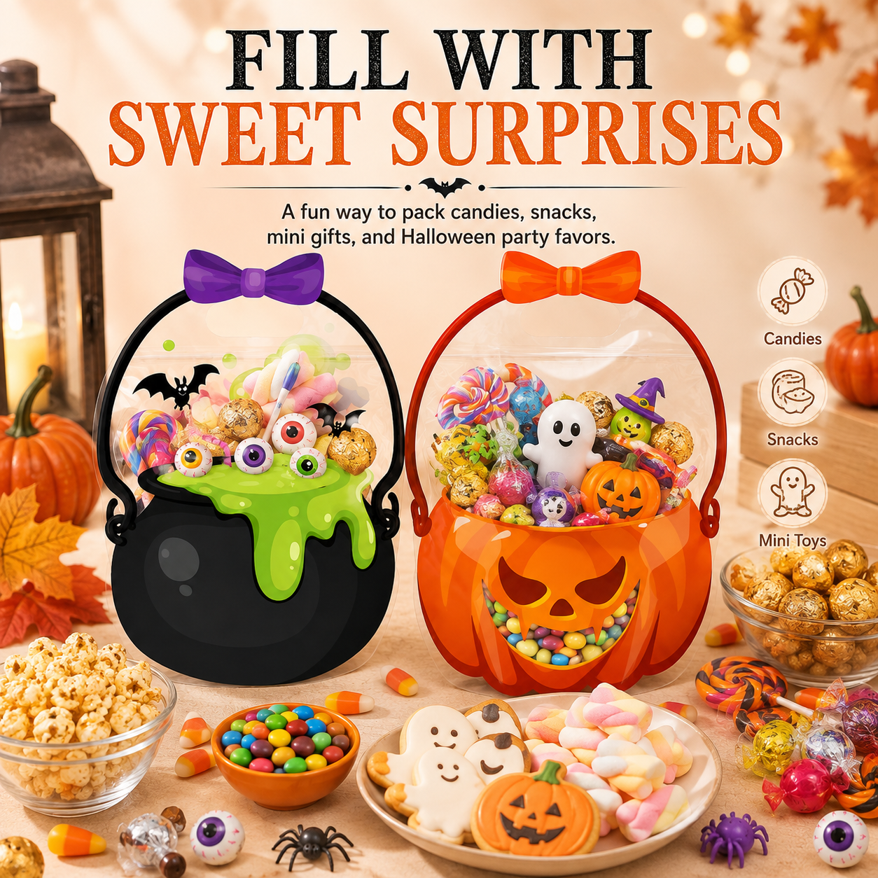 🎃30 Pcs Halloween Goodie Bags Plastic Candy Bag🎁