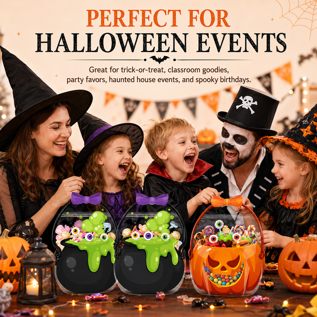 🎃30 Pcs Halloween Goodie Bags Plastic Candy Bag🎁