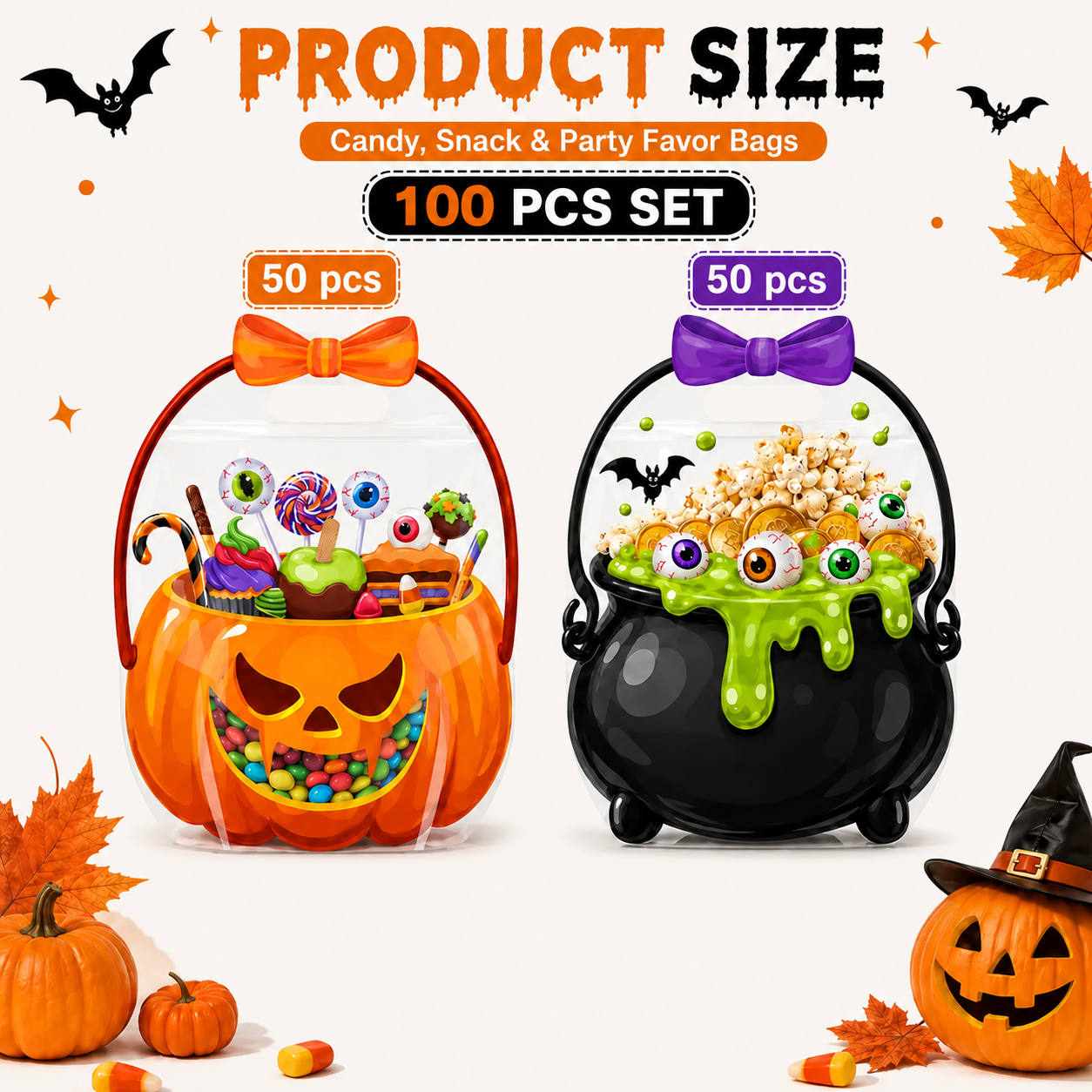 🎃30 Pcs Halloween Goodie Bags Plastic Candy Bag🎁