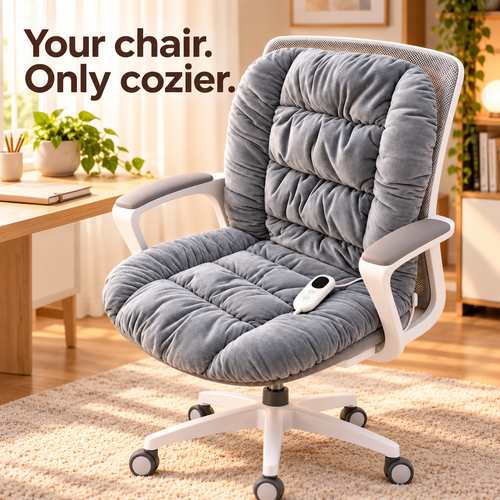 🔥 Heated Seat & Back Cushion – Plush Chair Warmer